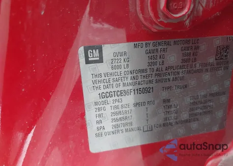 2015 Chevrolet Colorado Z71 z USA, uszkodzony, nr VIN 1GCGTCE36F1150921